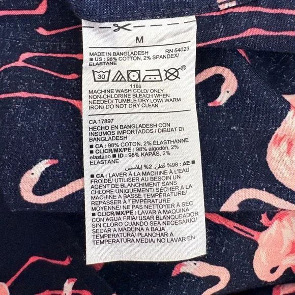 Old Navy Men All Over Print Flamingo Short Sleeve Perfect Fit Built Flex Shirt M - Picture 8 of 9